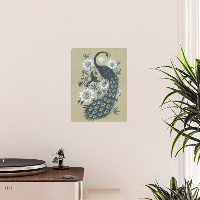 Peacock and Passionflower Poster Gallery Image 2