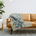 Peacock and Passionflower Throw Blanket Gallery Image 1