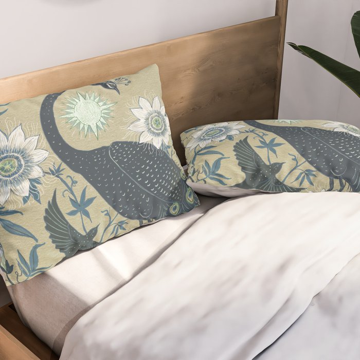 Peacock and Passionflower Pillow Sham Gallery Image 2