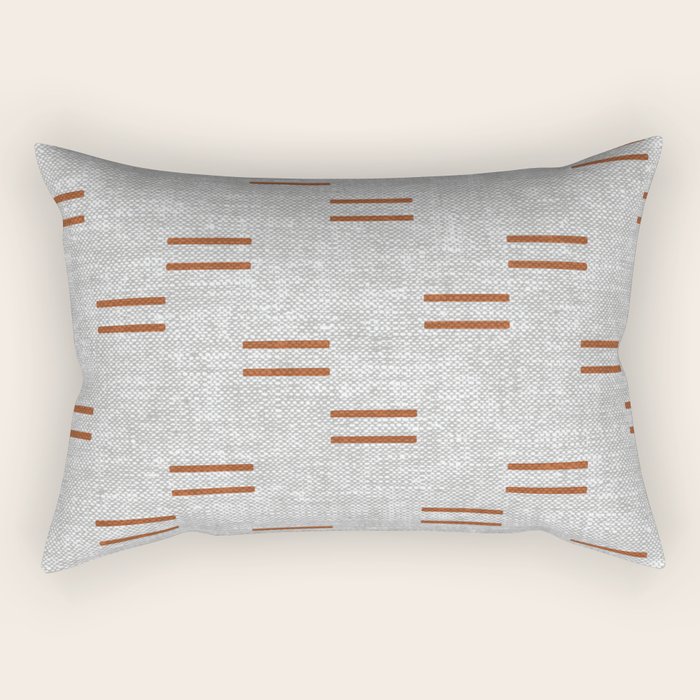 double dash - rust on greige Rectangular Pillow Gallery Image 1