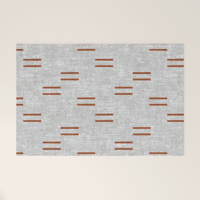 double dash - rust on greige Welcome Mat Gallery Image 1