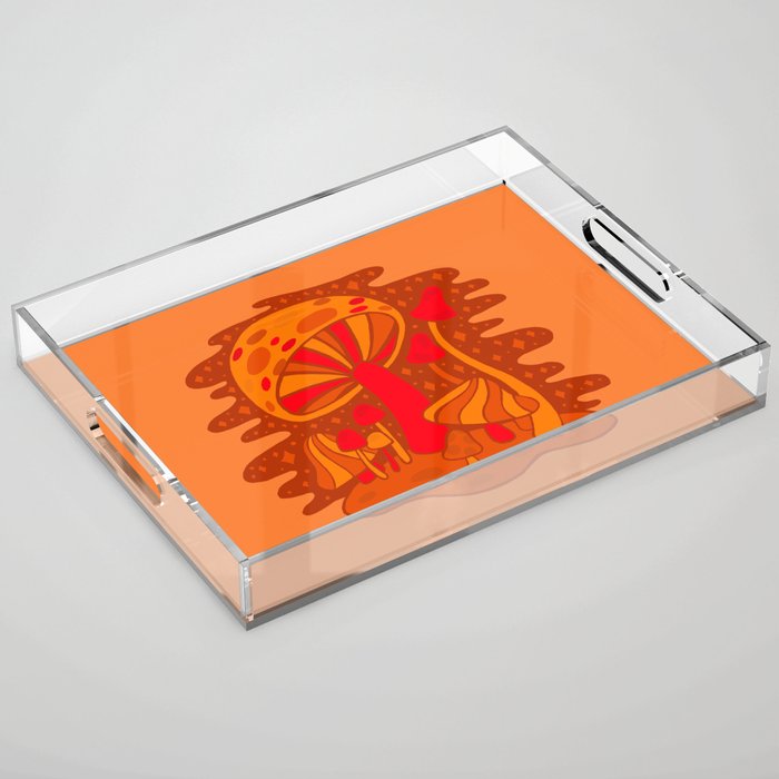 Orange Mushrooms Acrylic Tray Gallery Image 1