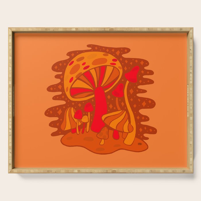 Orange Mushrooms Serving Tray Gallery Image 1