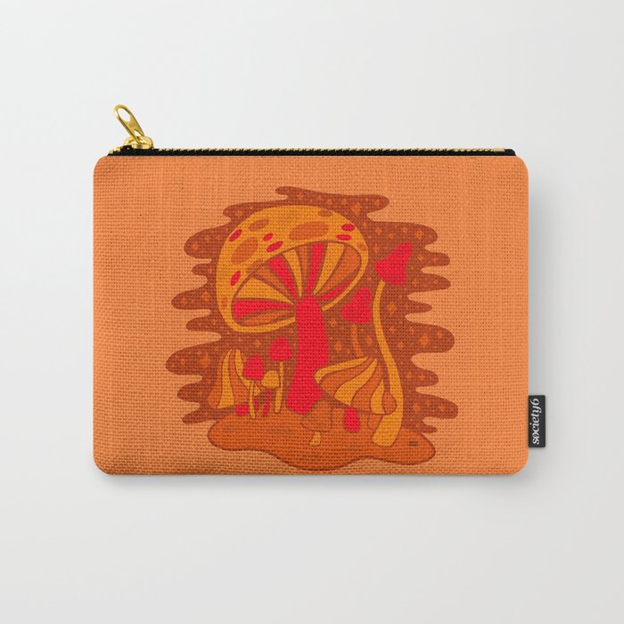 Orange Mushrooms Carry All Pouch