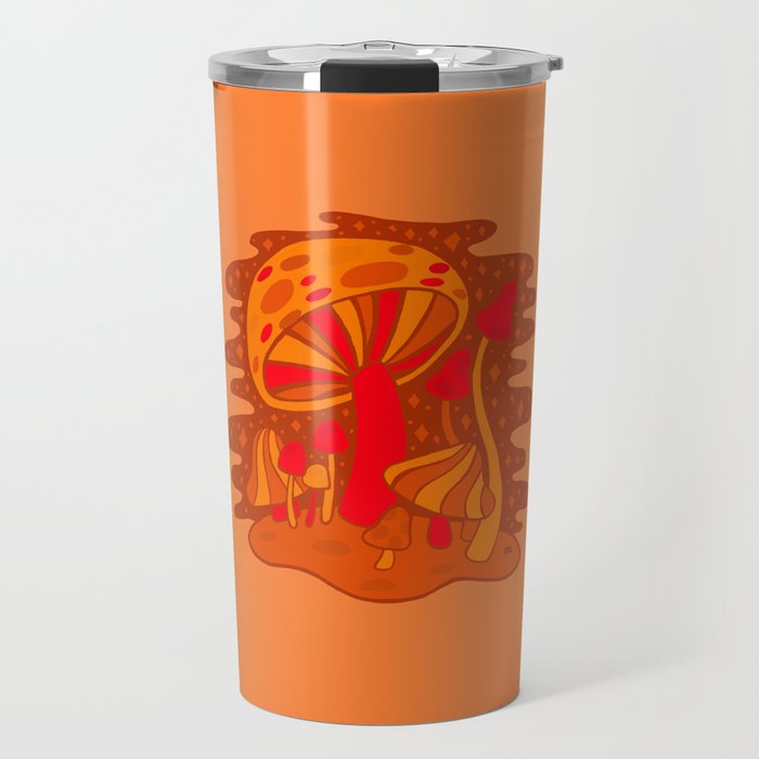 Orange Mushrooms Travel Mug Gallery Image 1