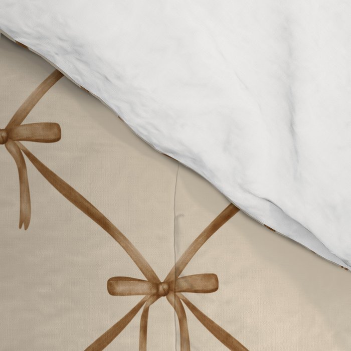 Bows & Ribbons Pattern LVI Neutral Beige Comforter Gallery Image 4