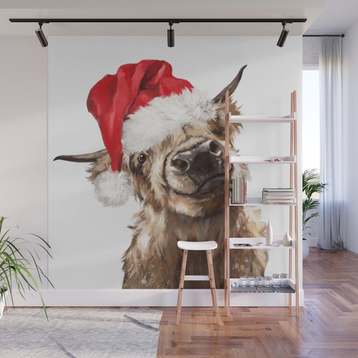 Christmas Highland Cow Wall Mural Gallery Image 1