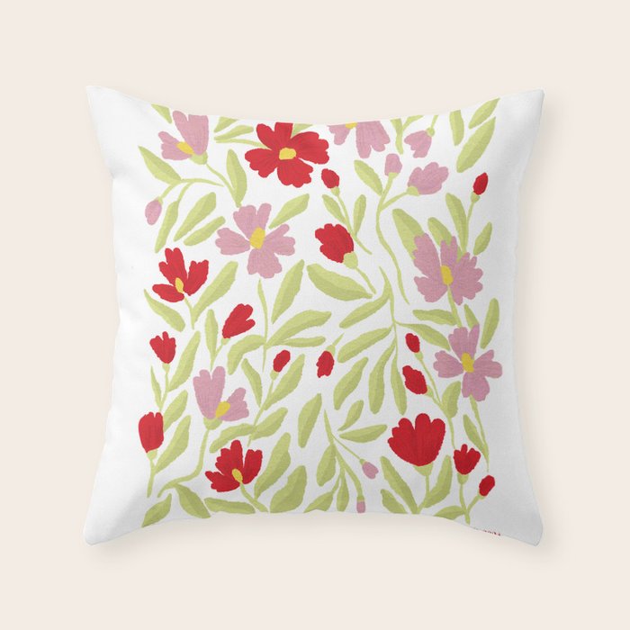 Floral Poster Throw Pillow Gallery Image 1