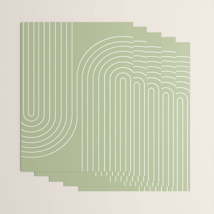 Minimal Line Curvature XXII Pastel Green Mid Century Modern Arch Abstract Wrapping Paper Gallery Image 3