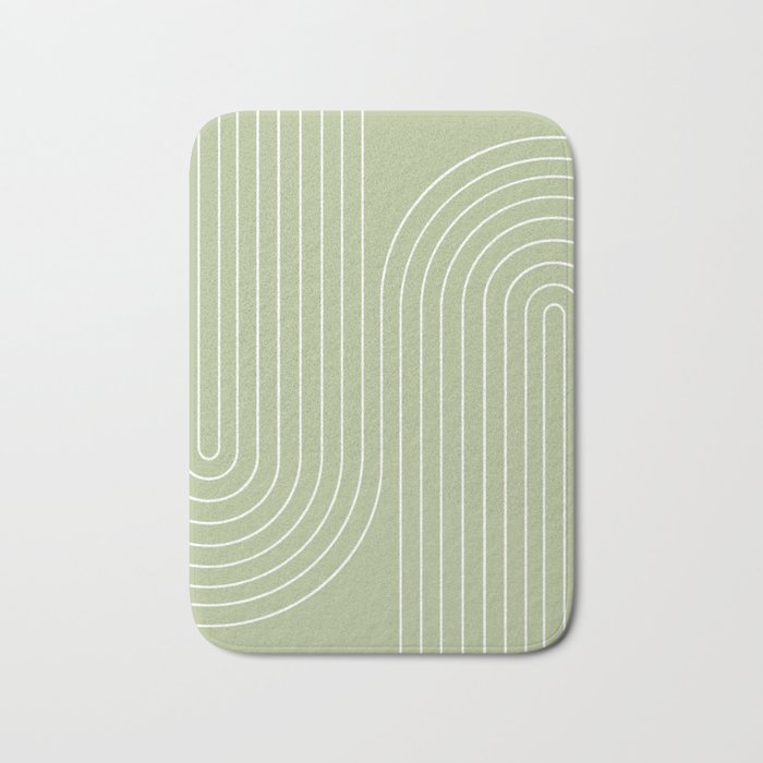 Minimal Line Curvature XXII Pastel Green Mid Century Modern Arch Abstract Bath Mat Gallery Image 1