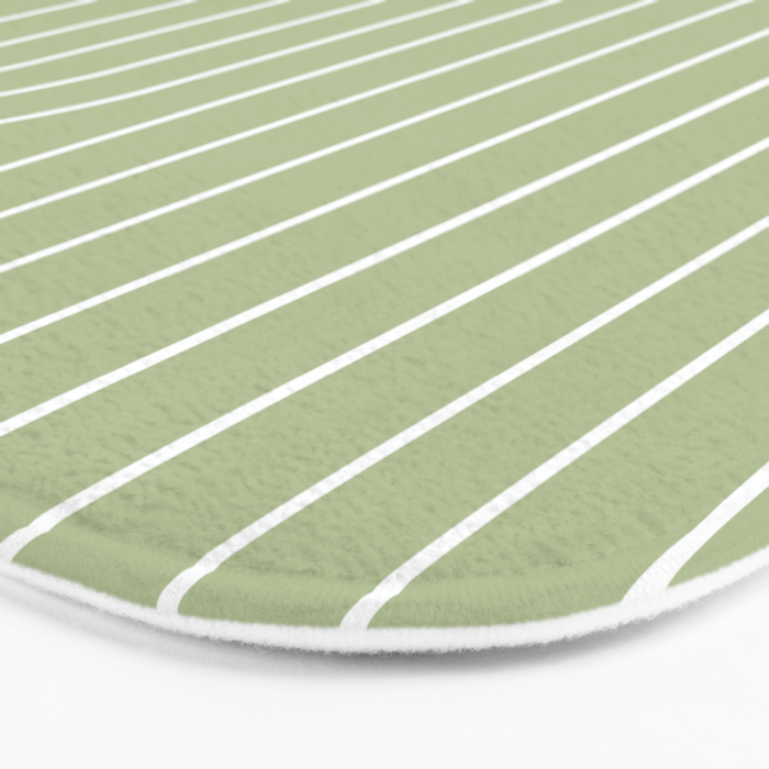 Minimal Line Curvature XXII Pastel Green Mid Century Modern Arch Abstract Bath Mat Gallery Image 3