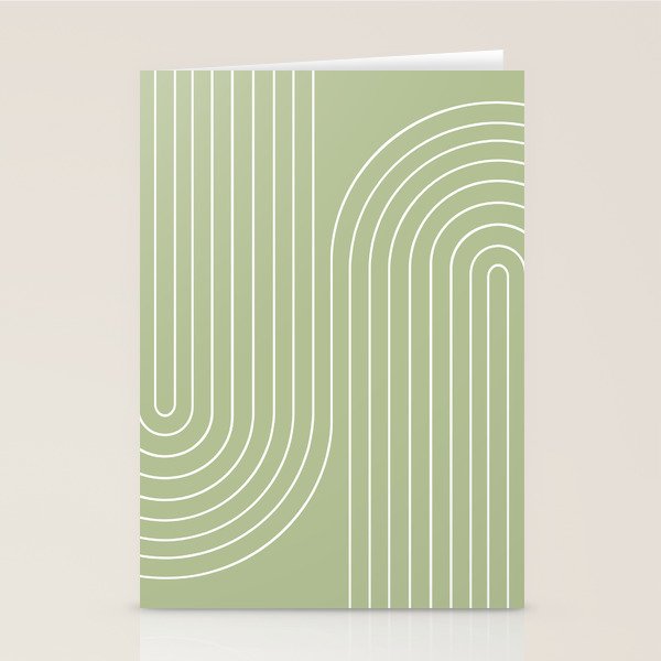 Minimal Line Curvature XXII Pastel Green Mid Century Modern Arch Abstract Stationery Card Gallery Image 1