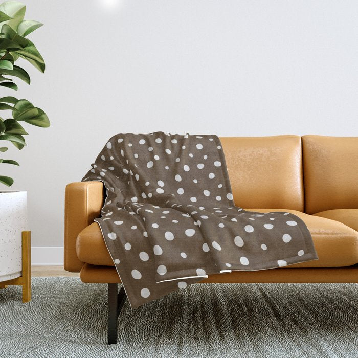 Hand-Drawn Dots - Kraft Throw Blanket Gallery Image 1