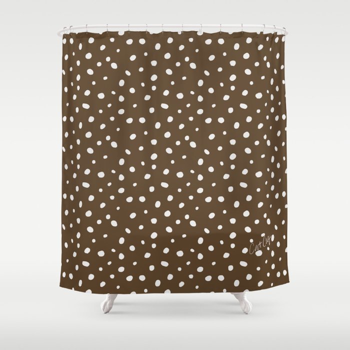Hand-Drawn Dots - Kraft Shower Curtain Gallery Image 1