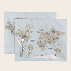 Animal World Map for Kids - Blue Placemat Gallery Image 1