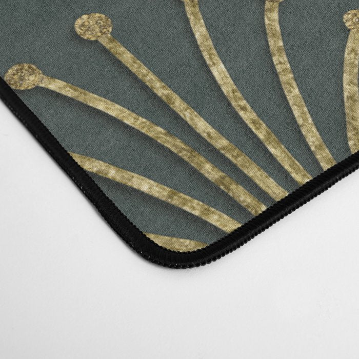 Retro Art Deco Pattern Gold On Green Velvet Desk Mat Gallery Image 4