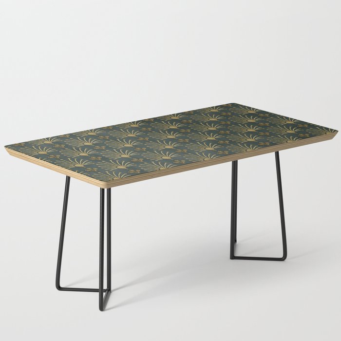 Retro Art Deco Pattern Gold On Green Velvet Coffee Table Gallery Image 1