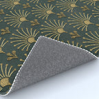 Retro Art Deco Pattern Gold On Green Velvet Rug Gallery Image 4