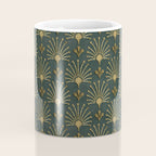 Retro Art Deco Pattern Gold On Green Velvet Coffee Mug Gallery Image 4