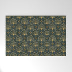 Retro Art Deco Pattern Gold On Green Velvet Welcome Mat Gallery Image 1