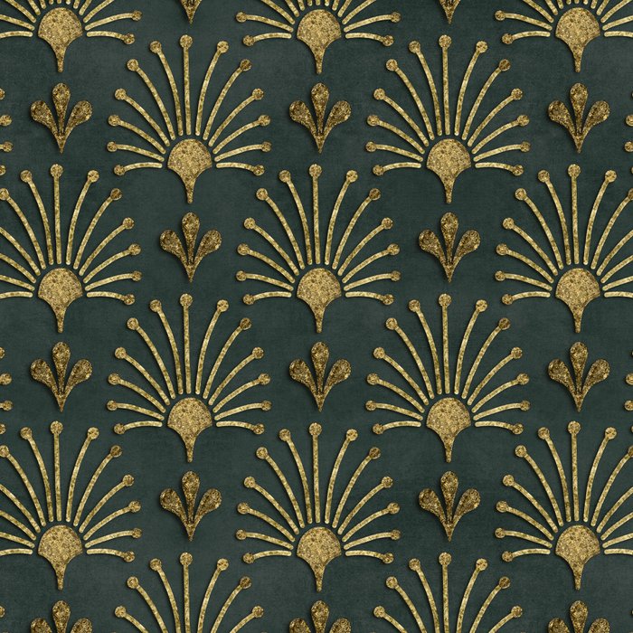 Retro Art Deco Pattern Gold On Green Velvet Coffee Mug Gallery Image 2