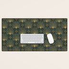Retro Art Deco Pattern Gold On Green Velvet Desk Mat Gallery Image 1