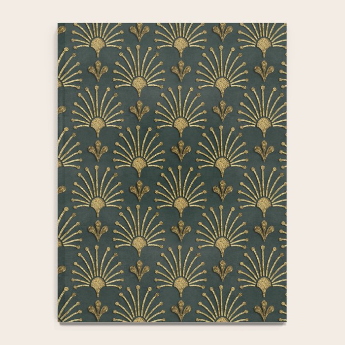 Retro Art Deco Pattern Gold On Green Velvet Notebook Gallery Image 4