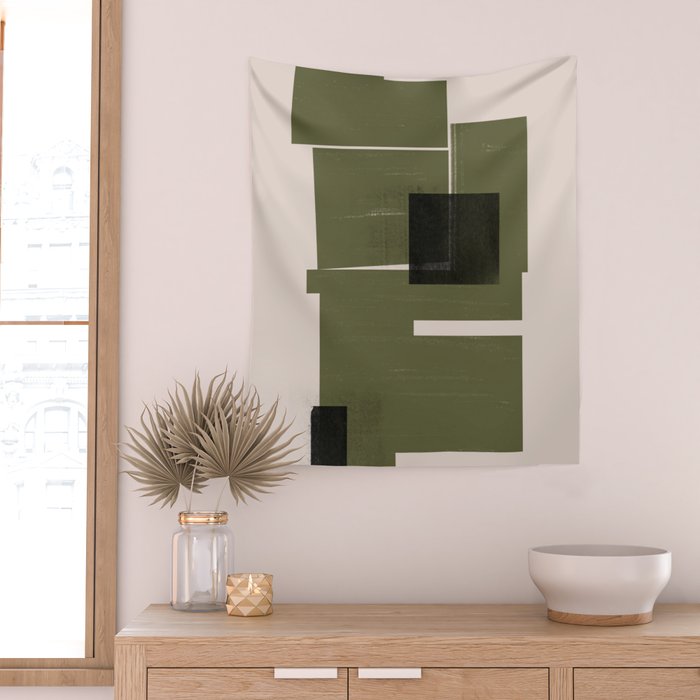 Modern Geometric Collage  Wall Tapestry Gallery Image 2
