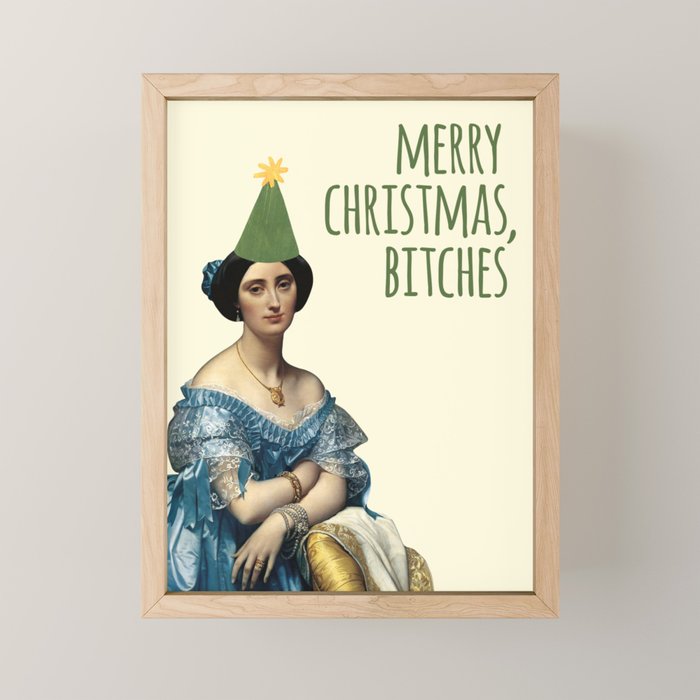 Merry Christmas, Bitches - Funny Rude Xmas Holiday Wishes Mini Art Print Gallery Image 1