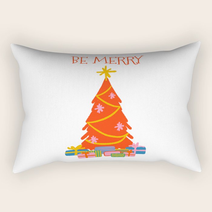 Be Merry Cute and Colorful Christmas Rectangular Pillow Gallery Image 2