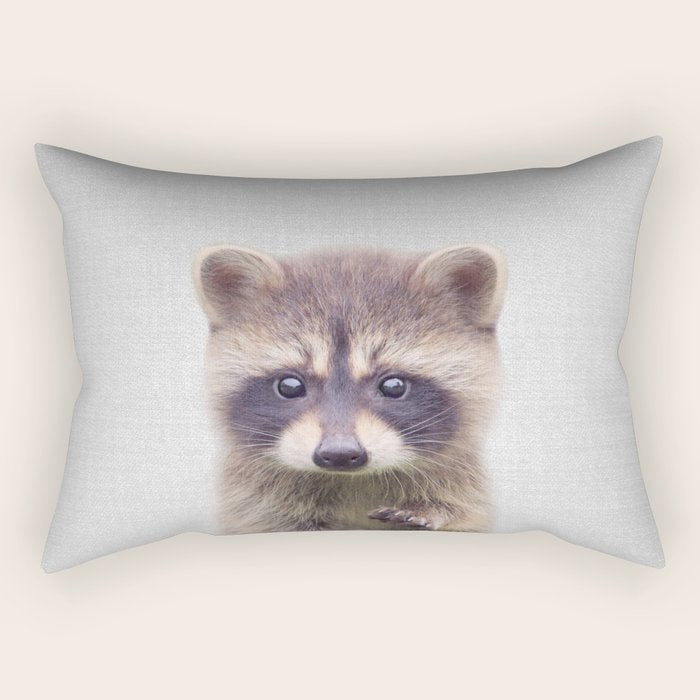 Raccoon - Colorful Rectangular Pillow Gallery Image 2