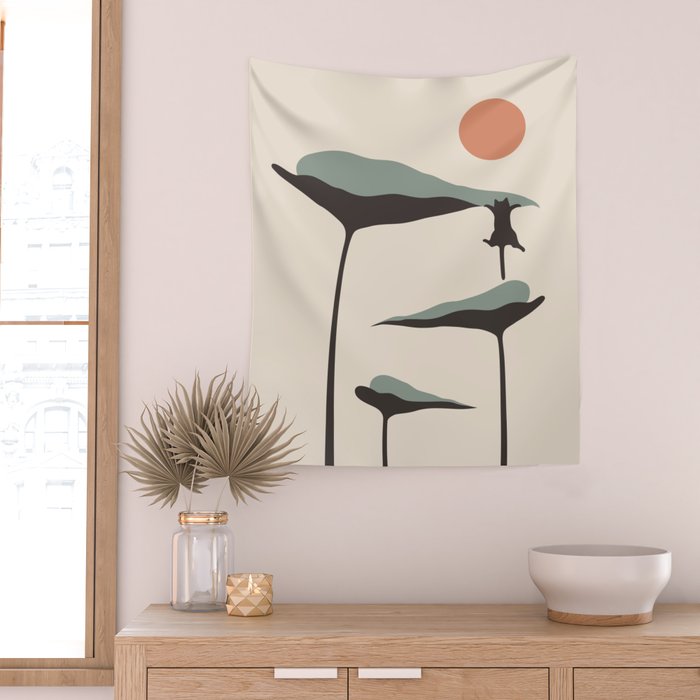 Cat and Plant 30 Wall Tapestry Gallery Image 2