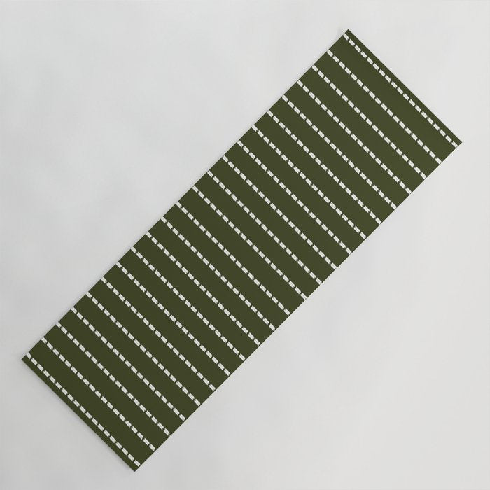 Dashed Lines (Olive Green) Yoga Mat Gallery Image 1