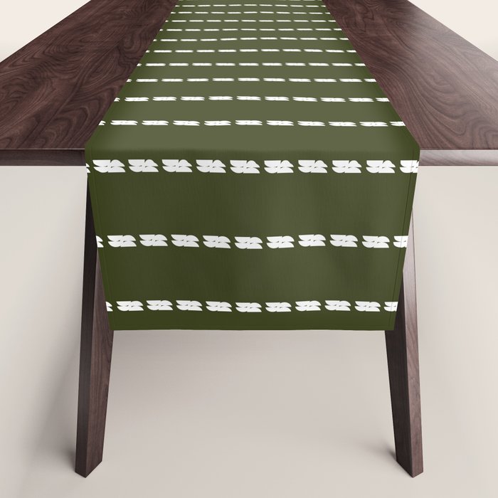 Dashed Lines (Olive Green) Table Runner Gallery Image 1