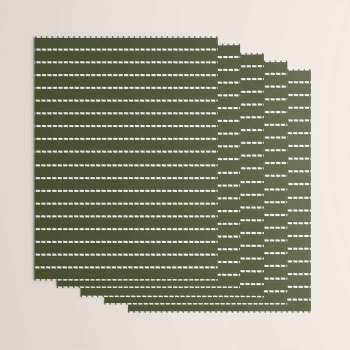 Dashed Lines (Olive Green) Wrapping Paper Gallery Image 3