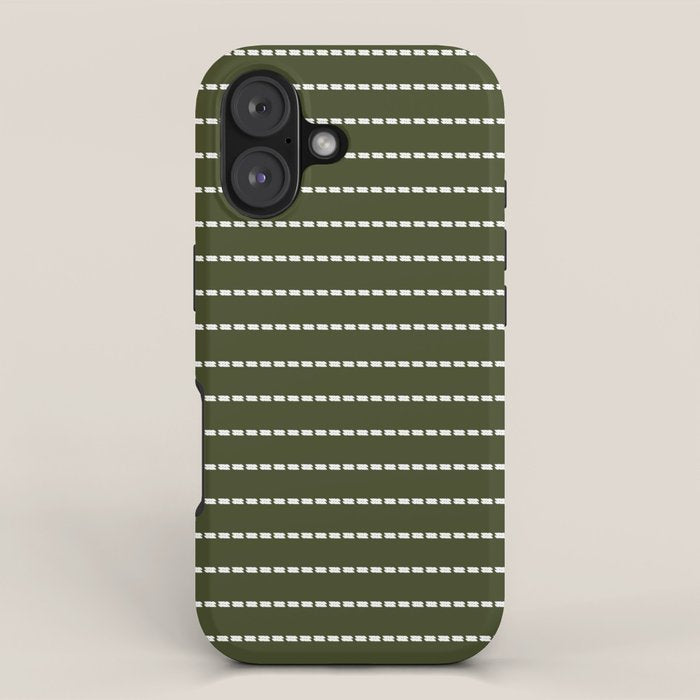 Dashed Lines (Olive Green) iPhone Case Gallery Image 1