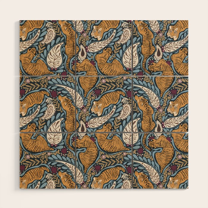 Exotic Tiger Oasis Dark Wood Wall Art Gallery Image 1