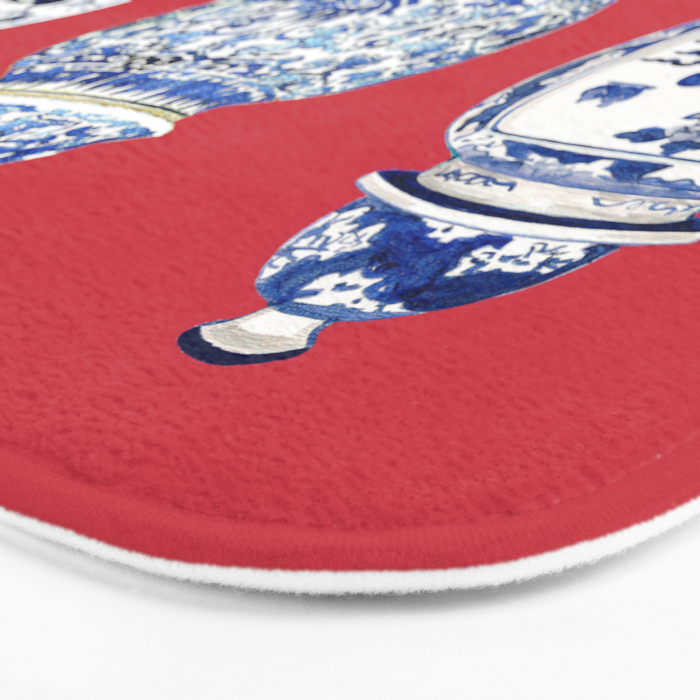 GINGER JAR TRIO ON RED Bath Mat Gallery Image 3