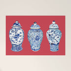 GINGER JAR TRIO ON RED Welcome Mat Gallery Image 1