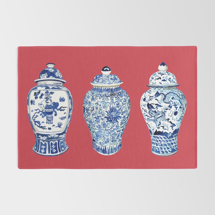 GINGER JAR TRIO ON RED Rug Gallery Image 2