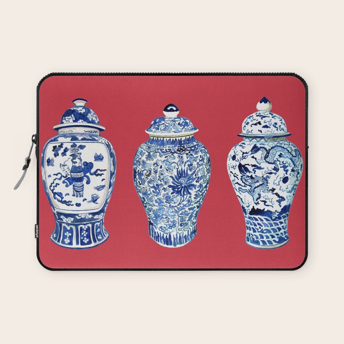 GINGER JAR TRIO ON RED Laptop Sleeve Gallery Image 1