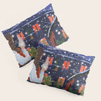 Romantic Snowy City Night Pillow Sham Gallery Image 3