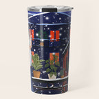 Romantic Snowy City Night Travel Mug Gallery Image 1