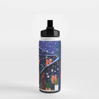 Romantic Snowy City Night Water Bottle Gallery Image 2