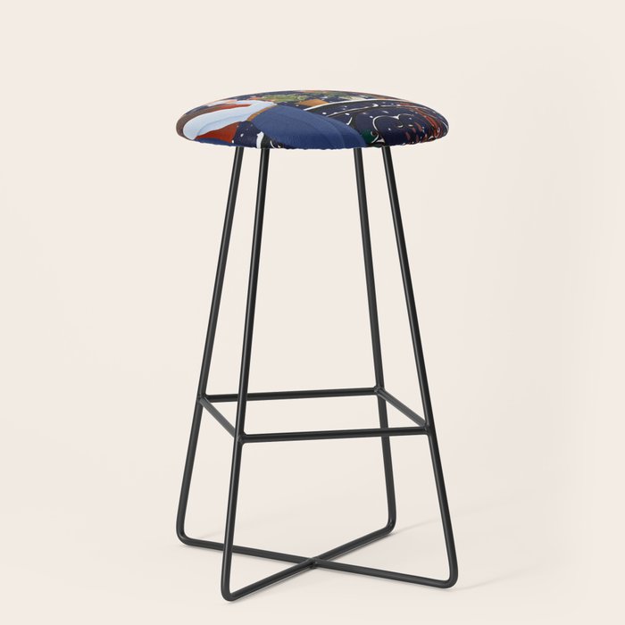 Romantic Snowy City Night Stool Gallery Image 1