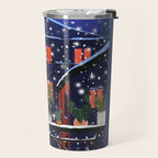Romantic Snowy City Night Travel Mug Gallery Image 2