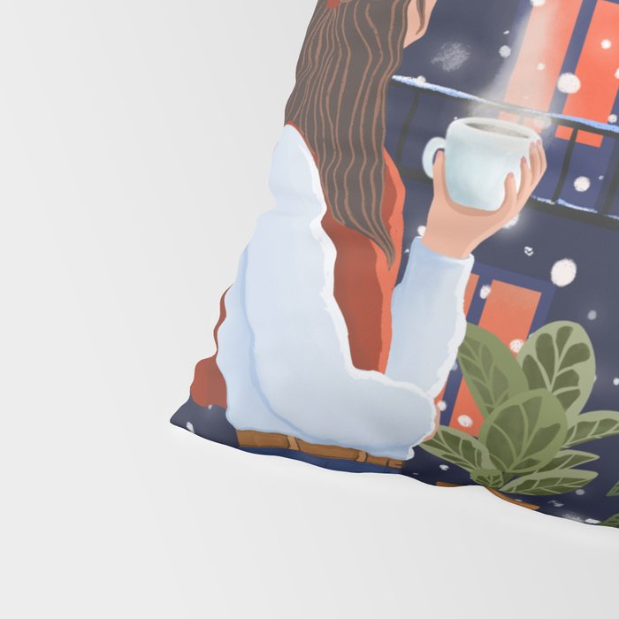 Romantic Snowy City Night Pillow Sham Gallery Image 4
