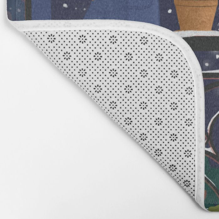 Romantic Snowy City Night Bath Mat Gallery Image 2