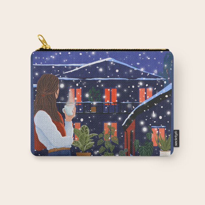 Romantic Snowy City Night Carry All Pouch Gallery Image 1