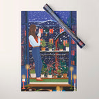 Romantic Snowy City Night Wrapping Paper Gallery Image 1